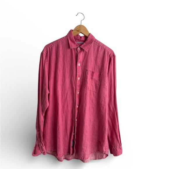 Tommy Bahama Men's Casual Red Button Down Shirt - Picture 2 of 10